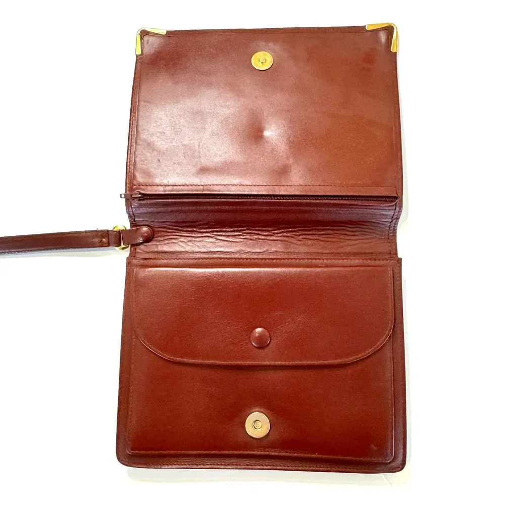 CARTIER Burgundy Bordeaux Leather Clutch Purse Bag - Authentic - Picture 3 of 16